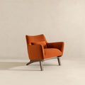 Brayden Mid Century Modern Burnt Orange Velvet Armchair Burnt Orange Brown Velvet Wood Solid Wood,Velvet