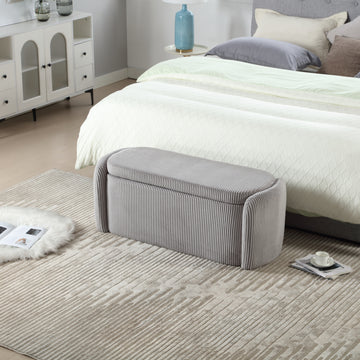 Coolmore Storage Ottoman,Bedroom End Bench,Upholstered Fabric Storage Ottoman With Safety Hinge, Entryway Padded Footstool, Ottoman Bench For Living Room & Bedroom Light Gray Light Gray Foam Velvet