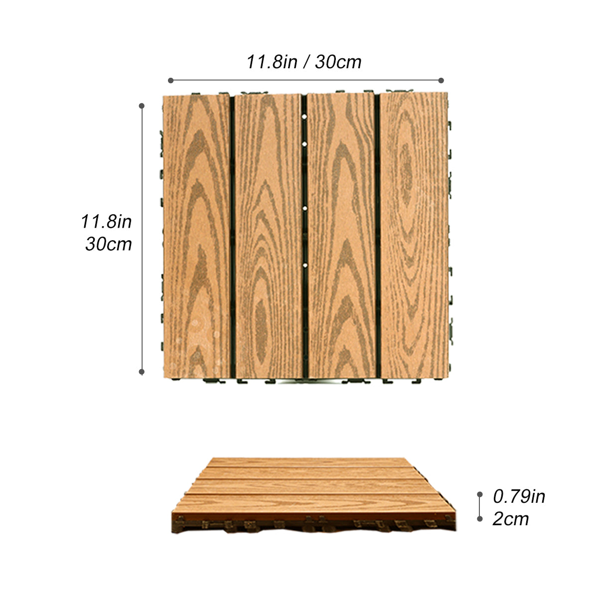 Wood Plastic Composite Deck Tiles Set Of 20Pcs, Composite Decking Resist Rust, Water, Weather, Easy To Diy & Maintain, Indoor&Outdoor,Ideal For Patios, Balconies, Rooftops, Decks, 12X12In Wood Color Wood Modern Plastic Wood Plastic