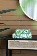 Set Of 2 Botanical Green And White Book Boxes, L:11X7X3