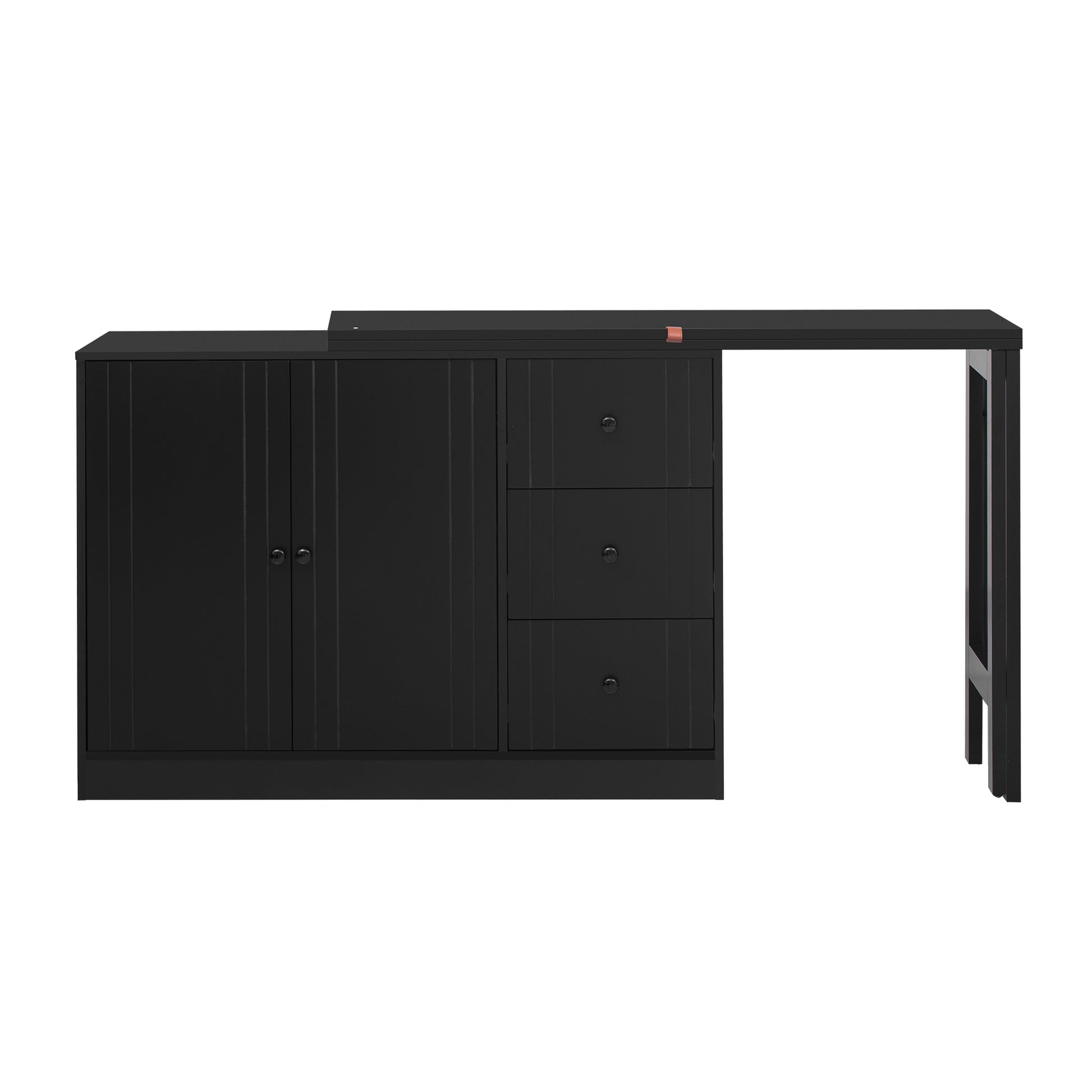 Innovative Sideboard That Effortlessly Converts Into A Dining Table And Adjustable Pull Out Top For Flexible Use,Suitable For Study,Entrance And Living Room Black Primary Living Space American