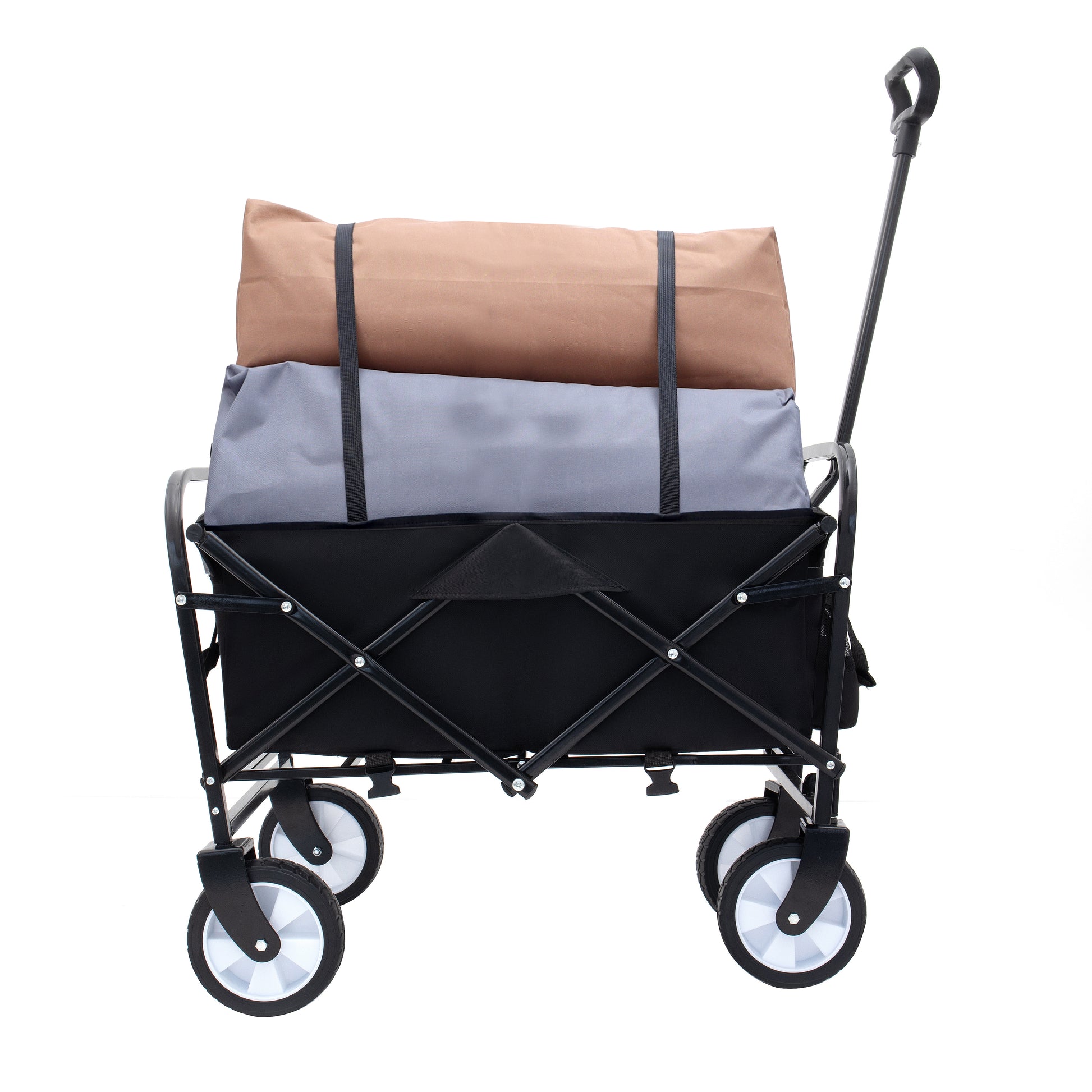 Minimeetall Strap Collapsible Foldable Wagon Cart With Strapping System, Beach Wagonutility Cartutility Wagon Grocery Cart For Camping Shopping Sports Gardeing Fishing Supports 225Lbs Black Black