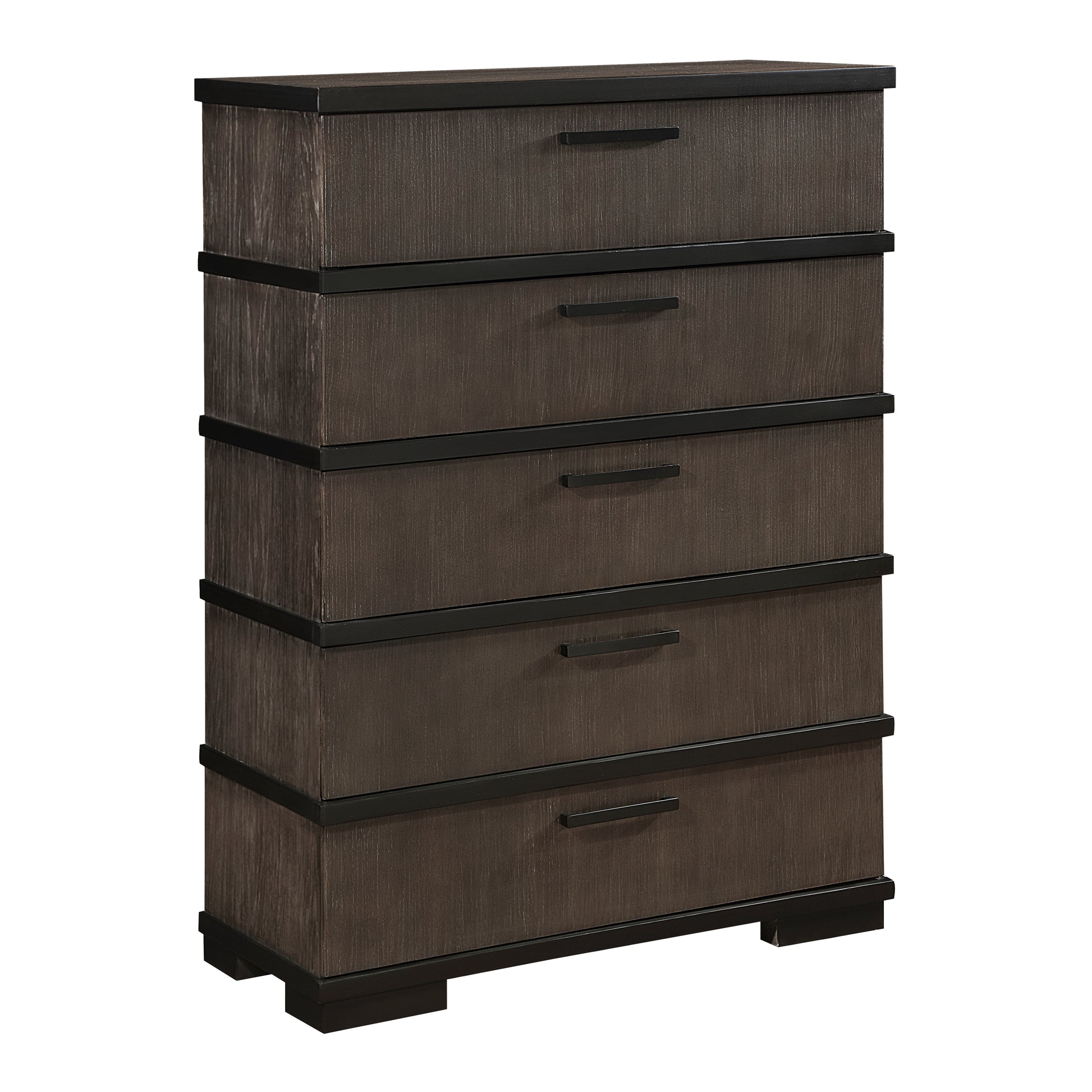 Two Tone Brown Black Finish Drawers Chest 1Pc Modern Industrial Design Bedroom Furniture Black,Brown Gray Wood