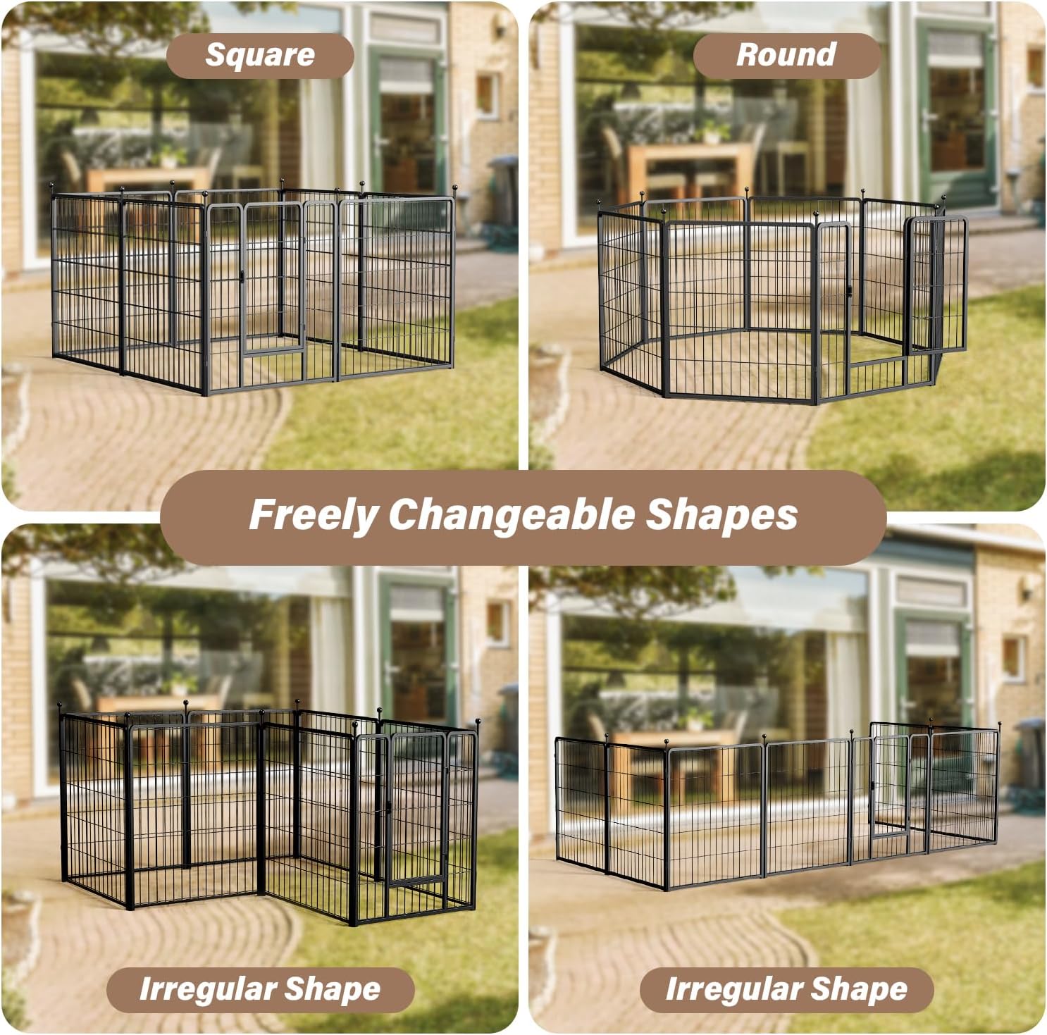 Dog Playpen Indoor, Puppy Playpen Indoor For Yard, Camping, 32" Height 8 Panels Heavy Duty Dog Pen For Small Medium Dogs, Black Black Metal