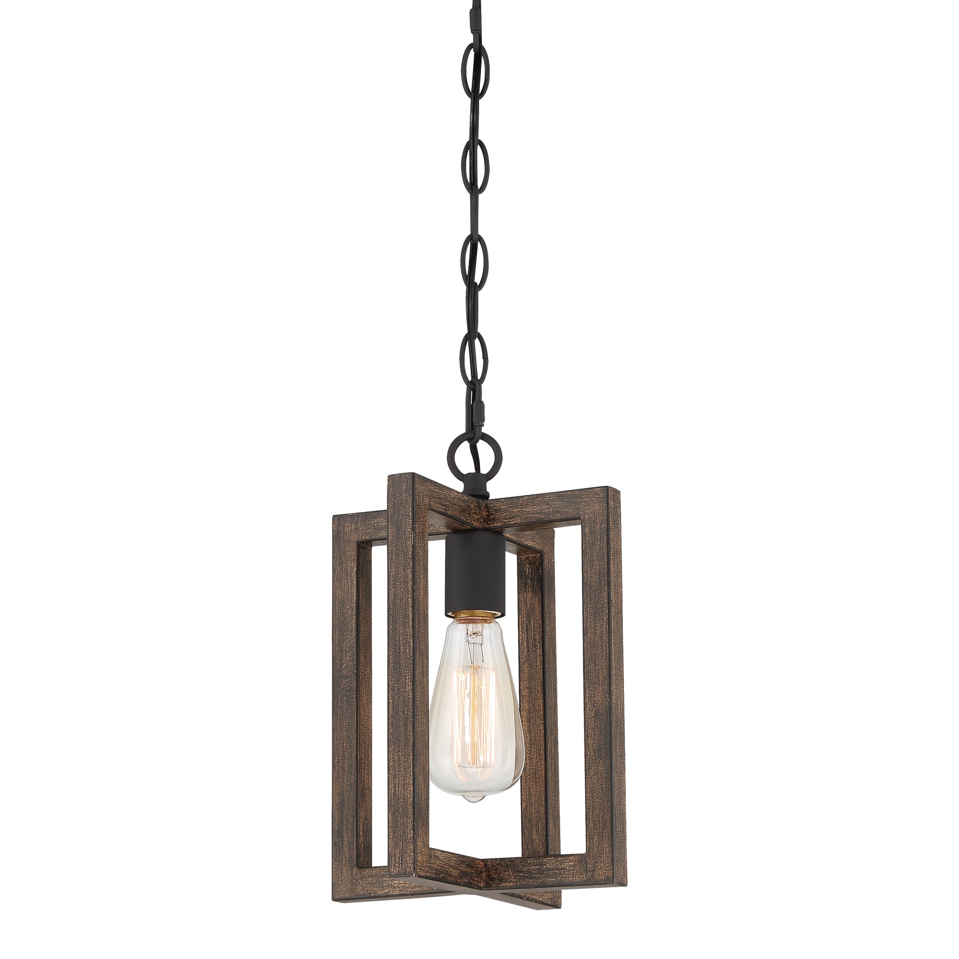 1 Light Steel Lantern Dimmable Farmhouse Pendant Ul Certified Walnut Ceiling Lights Steel Metal