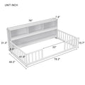 Twin Floor Bed With Bedside Bookcase,Shelves,Guardrails,White Twin White Bedroom American Design Pine