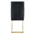 Luxury Simple Arch Chair Set Of 2 Black Pu Material High Resilience Dining Chair With Arched Metal Gold Leg. Black Gold Set Of 2 Metal,Pu