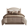 7 Piece Faux Suede Comforter Set Brown Queen Queen Brown Polyester