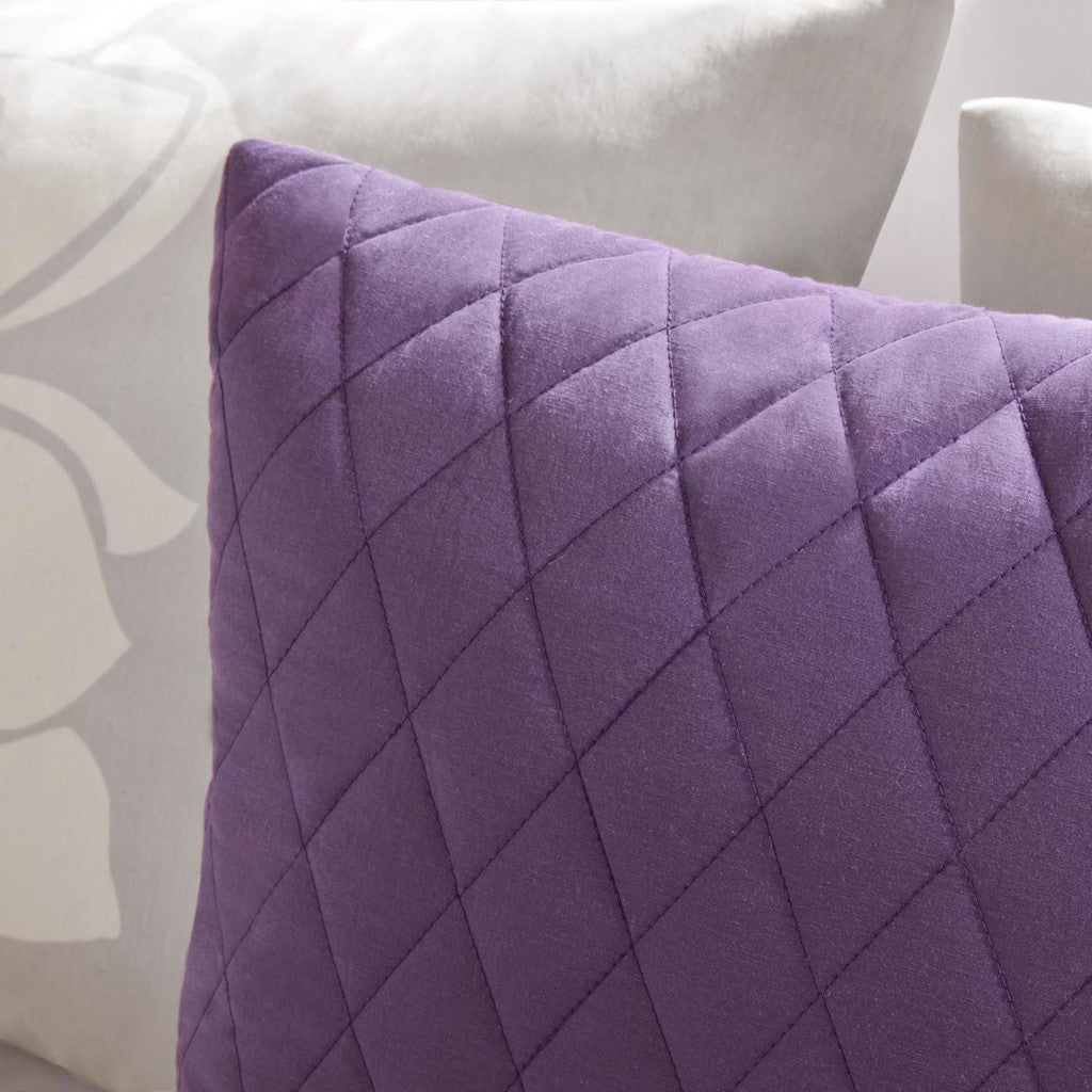 Printed Cotton Sateen Comforter Set Taupe Grey Purple Queen Queen Purple Cotton