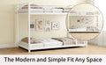 Metal Twin Over Twin Bunk Bed Heavy Duty Sturdy Metal Noise Reduced Safety Guardrail No Box Spring Needed,White Twin White Metal Metal