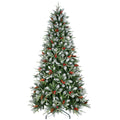 8Ft Pe Pvc Spray White Christmas Tree With 2850 Pe&Pvc Mixed Branch Tips, Hinged Premium Fake Xmas Trees, Hinged Branch & Foldable Base, Green Green Polyethylene