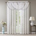 Diamond Sheer Embroidered Waterfall Valance White Grey 38X46