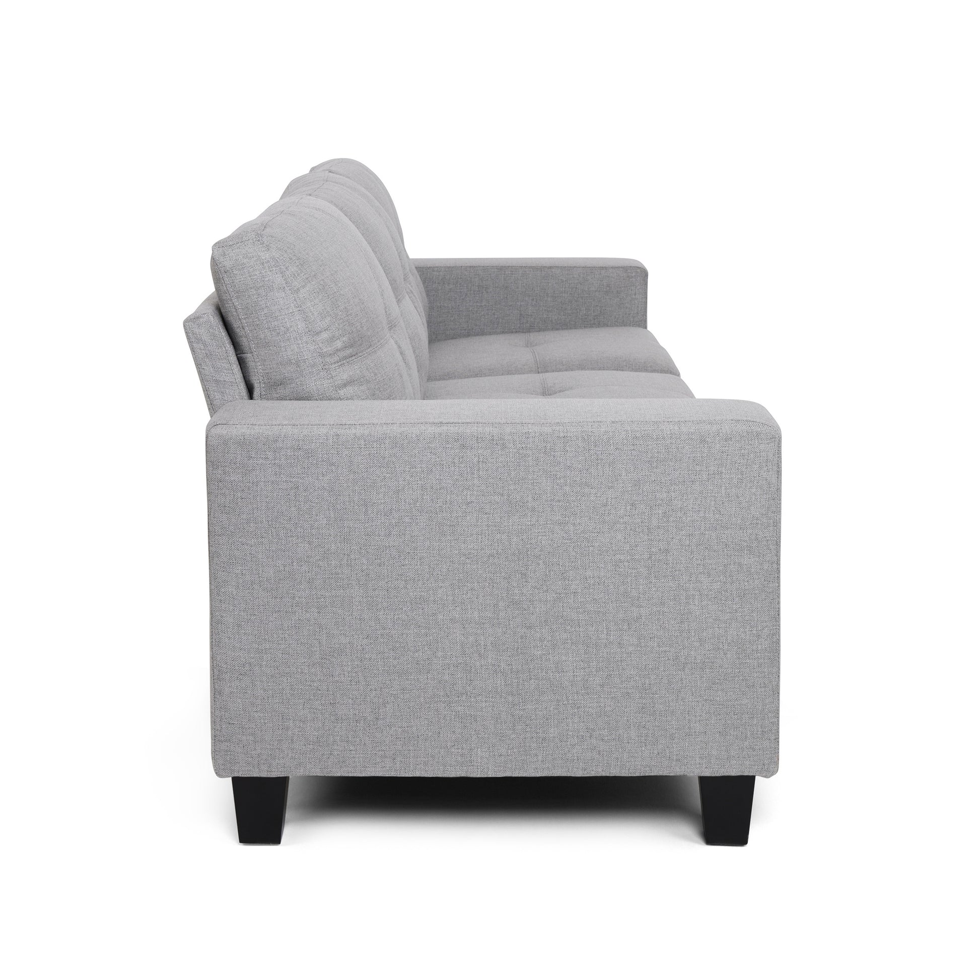 Viviana Three Seater Sofa With Wood Legs Grey Fabric