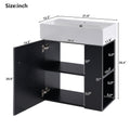 Video 21.6 Inch Modern Floating Bathroom Vanity With Ceramic Basin Perfect For Small Bathrooms, Right Side Storage Black Bathroom Ceramic Mdf
