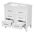 36'' Bathroom Vanity With Resin Sink Combo, Free Standing Single Vanity Set With Four Drawers, Solid Wood Frame Bathroom Storage Cabinet Same As Sw000128Aak White Bathroom Modern Solid Wood Mdf