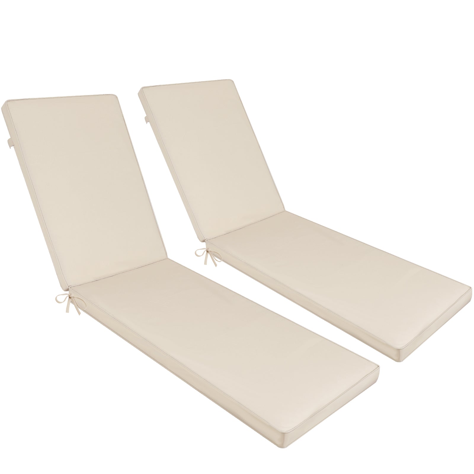 2Pcs Set Outdoor Lounge Chair Cushion Replacement Patio Funiture Seat Cushion Chaise Lounge Cushion Beige Beige Polyester