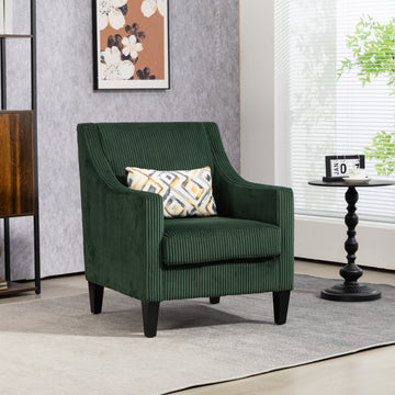 Coolmore Modern Accent Chair,Upholstered Armchair With Scooped Arms For Bedroom,Apartment,Studio,Office,Waiting Room Emerald Corduroy Emerald Primary Living Space Foam Corduroy