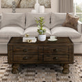 Rectangle Living Room Coffee Table Set, 3 Piece Solid Wood Living Room Table Set, 1 Coffee Table And 2 End Table, Wood Center Table Tea Table Set With Rivet Decoration Legs.Easy Assembly, Espresso Espresso Pine