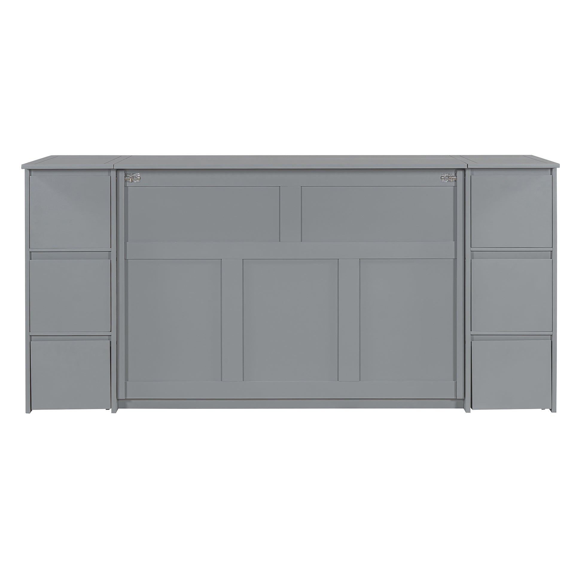 Full Size Murphy Bed With Drawers, Cabinets And Usb Ports,Gray Full Gray Mdf Lvl