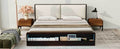 King Size Platform Bed Frame With Upholstery Headboard And Bookshelf In Footboard And Led Light Strips, Espresso King Espresso Solid Wood Mdf