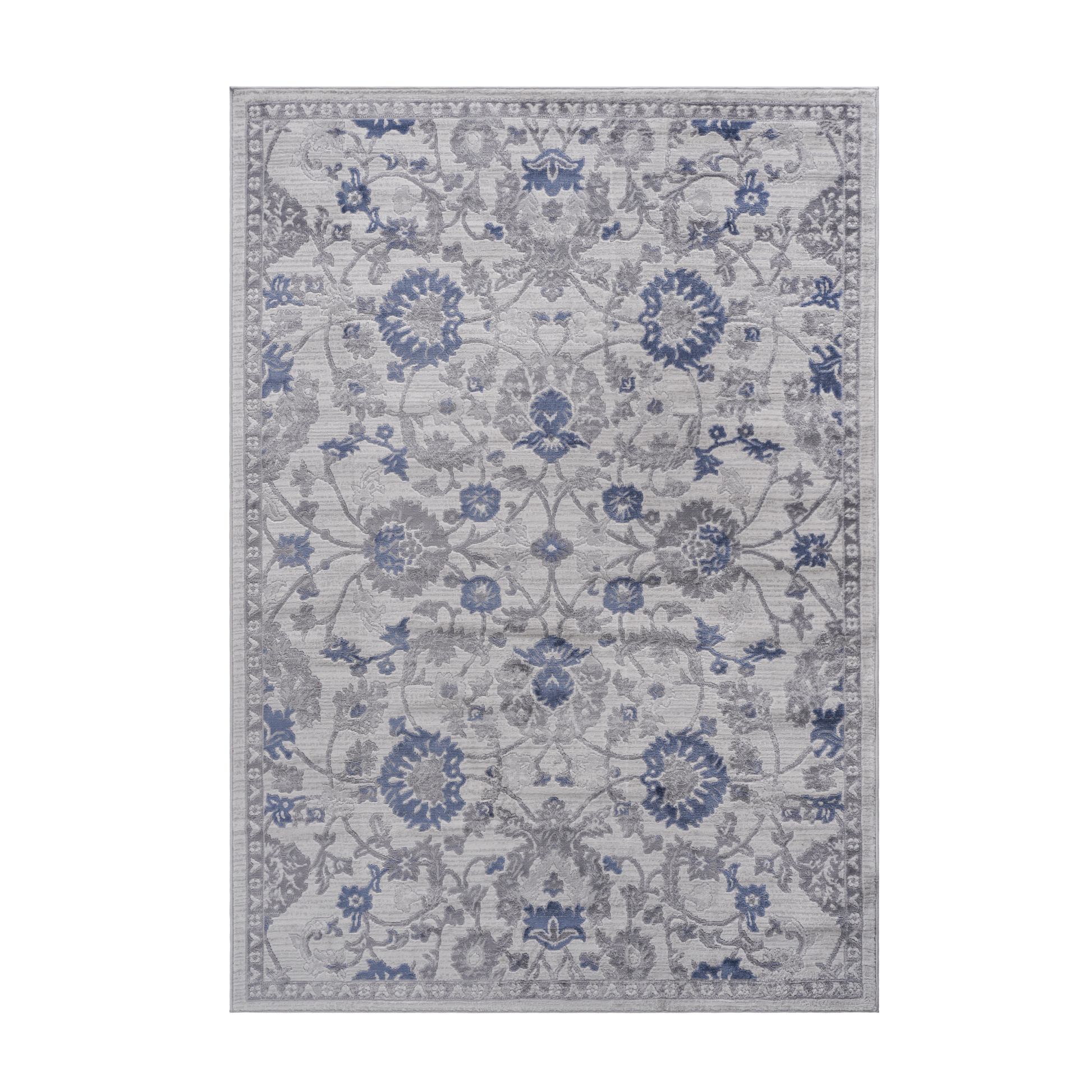 6X9 Blue Silver Oriental Non Shedding Living Room Bedroom Dining Home Office Stylish And Stain Resistant Area Rug Blue Polyester