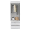 Lisboa Armoire, Rod, Double Door, Two Drawers, Metal Handles White White Bedroom Modern Particle Board