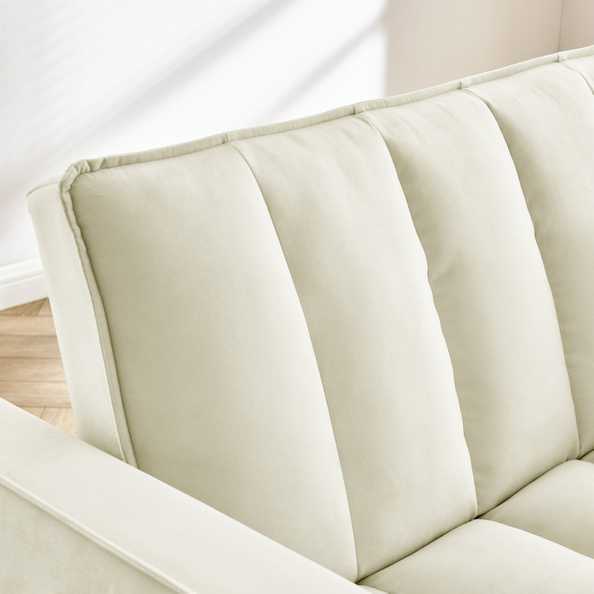 Modern Velvet Seat Sofa Couch Pull Out Bed,3 In One Convertible For Living Room Sofa Bed,Beige Beige Velvet Primary Living Space Cushion Back Medium Soft Medium Duty American Design Pillow Top Arms Foam Velvet 2 Seat