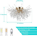 Flush Mount Ceiling Lights, Modern Gold Crystal Sputnik Firework Close To Ceiling Lamp Led Ceiling Lighting Fixtures For Bedroom Kitchen Island Hallway Entryway Porch Gazebo Golden Crystal