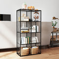 Wire Storage Cube, 8 Cube Metal Storage Organizerdisplay Modular Bookshelf Shelf, Closet Cabinet For Bedroom, Office, Black Black Iron