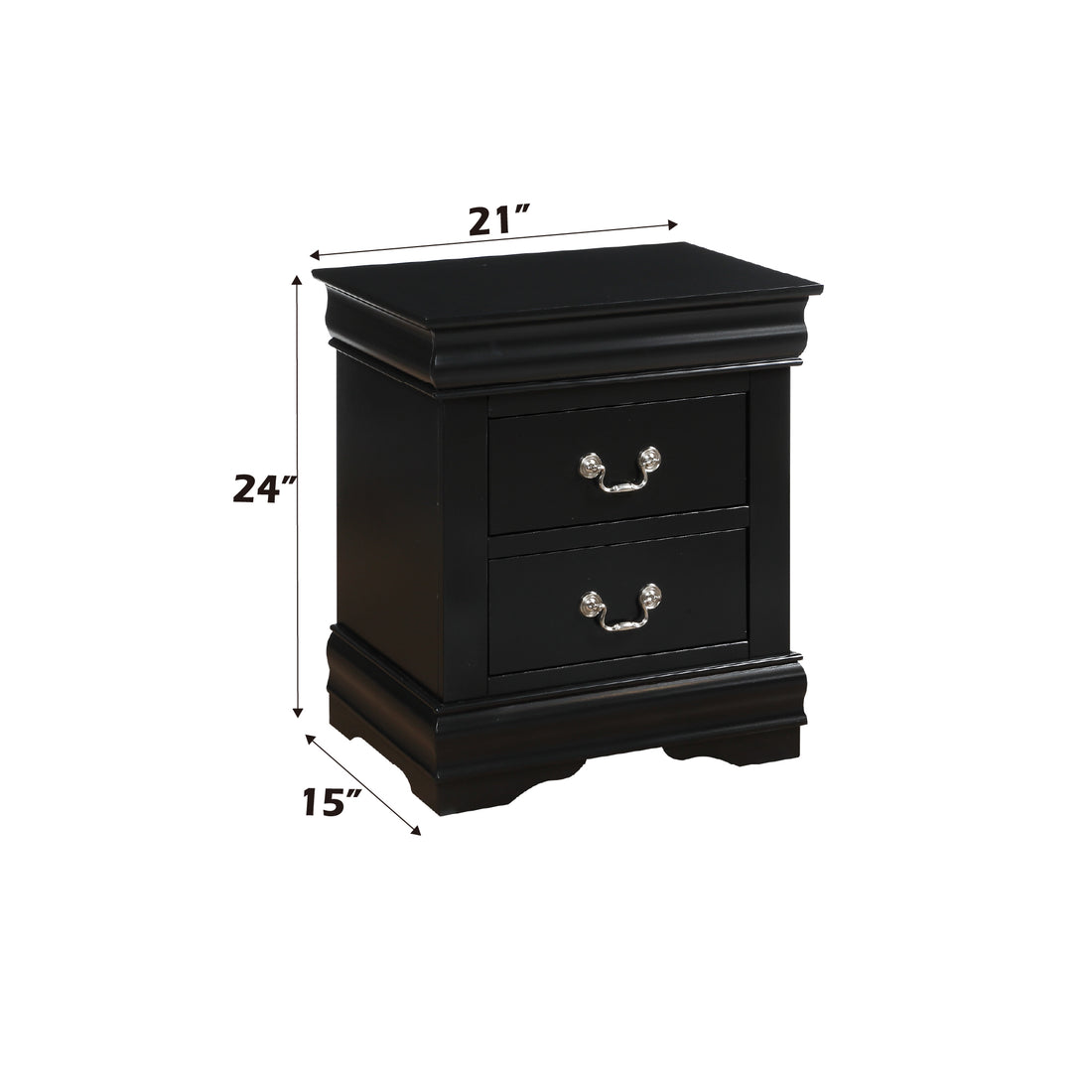Louis Philippe Black Finish Nightstand Black Synthetic Wood