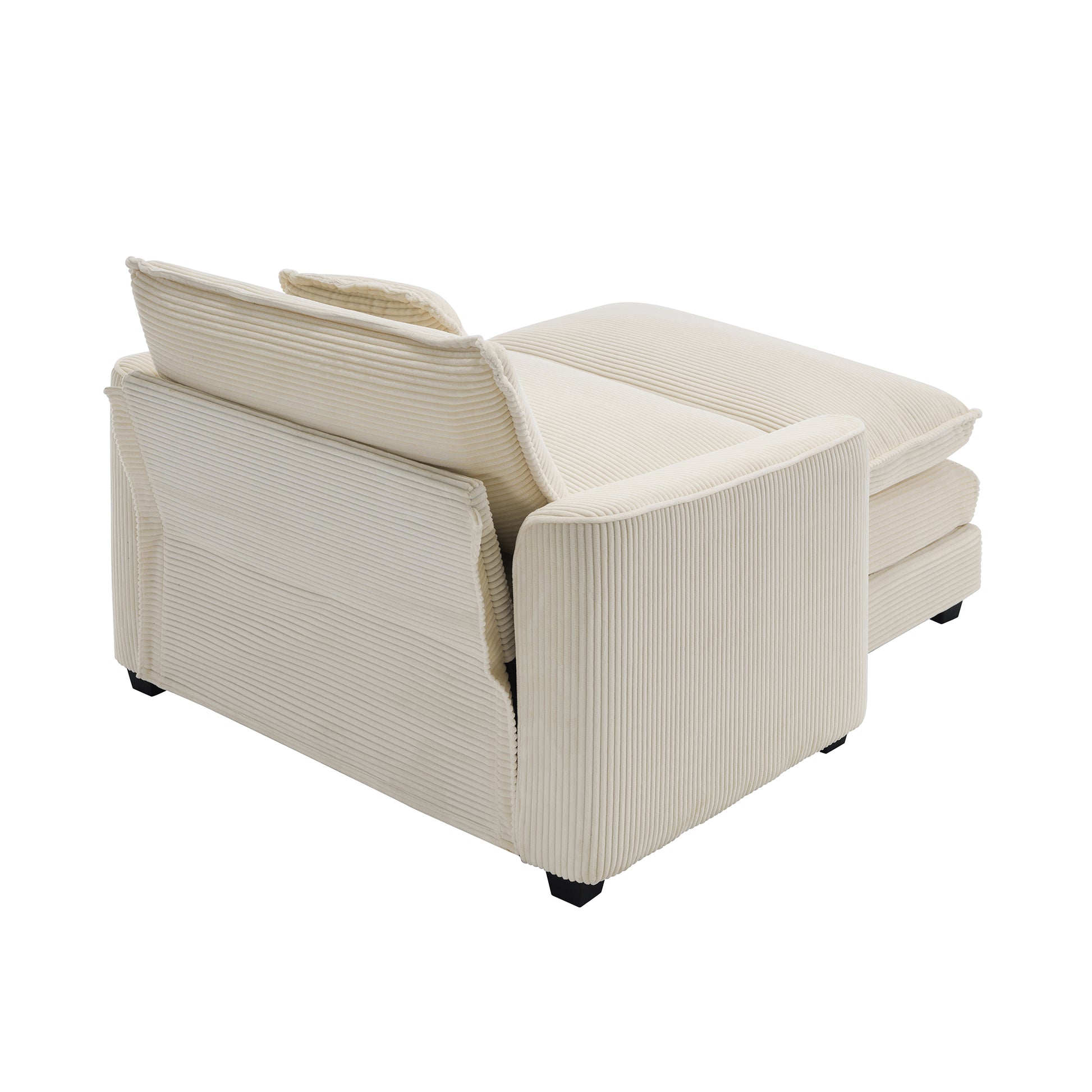Comfortable Single Chair Deep Seat Sofa With Footstool With One Pillow, Accent Chair With Ottoman Suitable For Living Room And Bedroom And Reading Room, Light Beige Corduroy Fabric Beige Corduroy 1 Seat