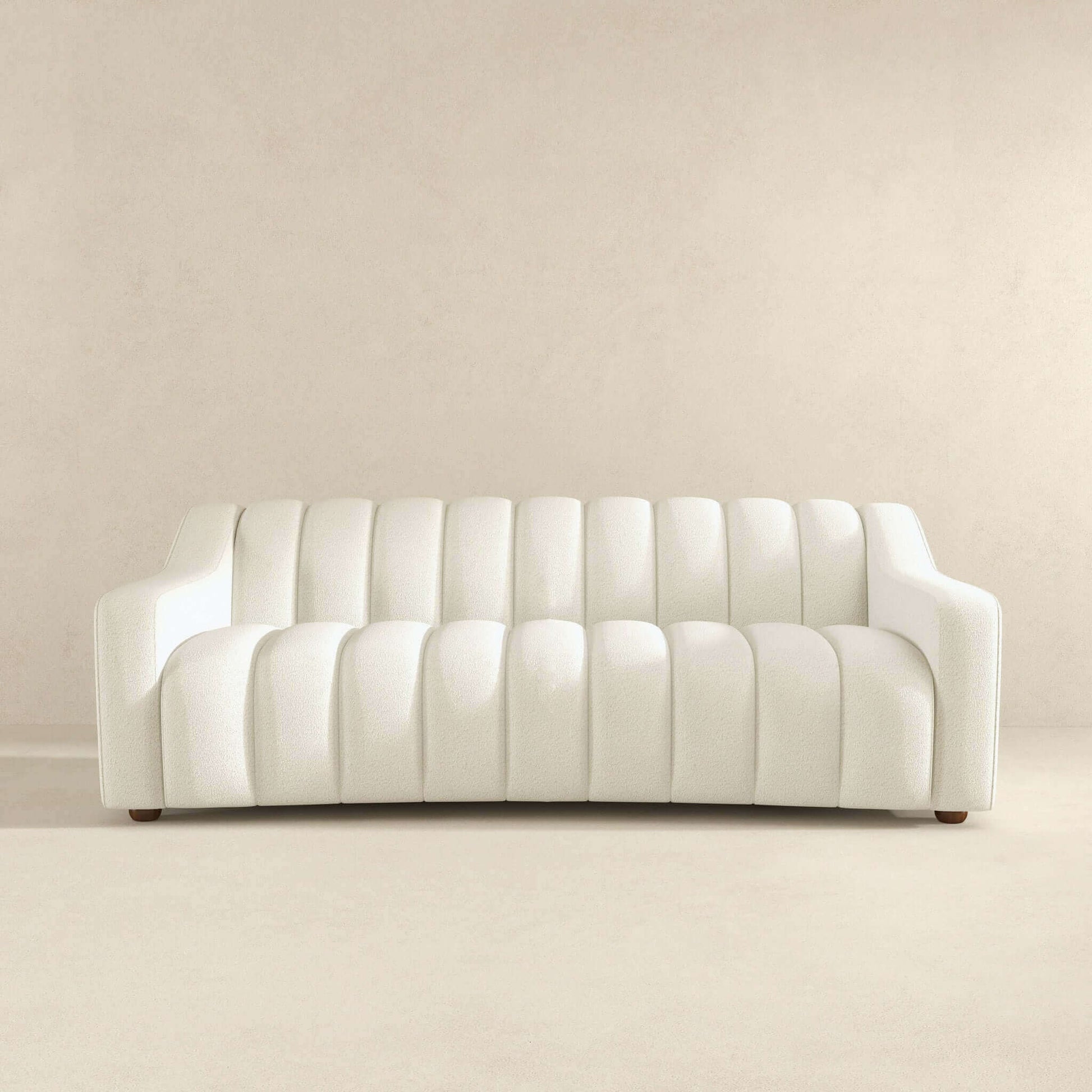 Marcus Luxury Tight Back Cream Boucle Couch Cream,Creamy White,Ivory,White Tight Back Boucle 4 Seat