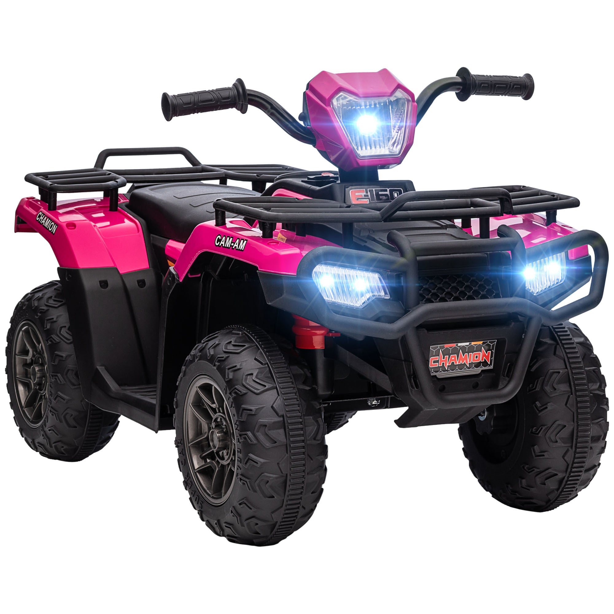 Aosom 12V Kids Atv Battery Operated With Aux Port & Usb, Kids 4 Wheeler With Tough Wear Resistant Tread, Electric Four Wheeler Kids Ride On Car Electric Car, Pink Pink Iron Plastic