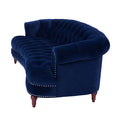 La Rosa Victorian Chesterfield Tufted Sofa, Navy Blue Velvet Navy Blue Foam Velvet 3 Seat