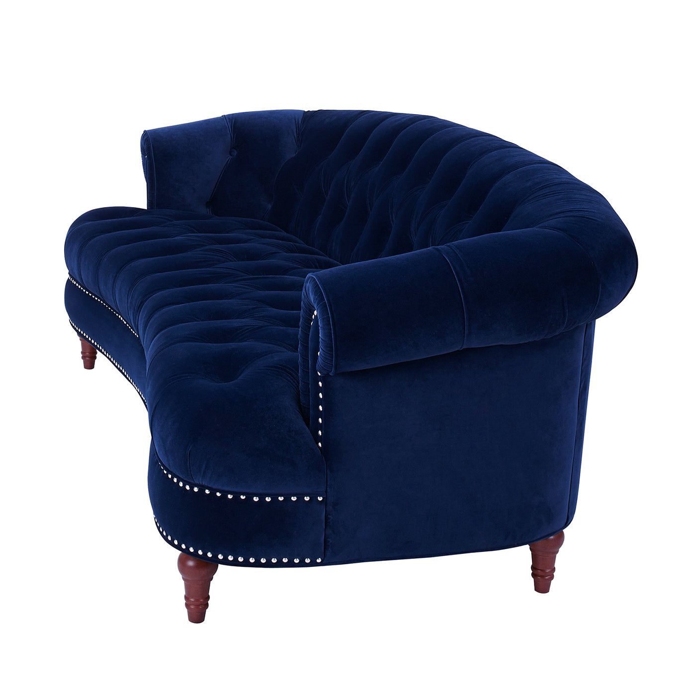 La Rosa Victorian Chesterfield Tufted Sofa, Navy Blue Velvet Navy Blue Foam Velvet 3 Seat