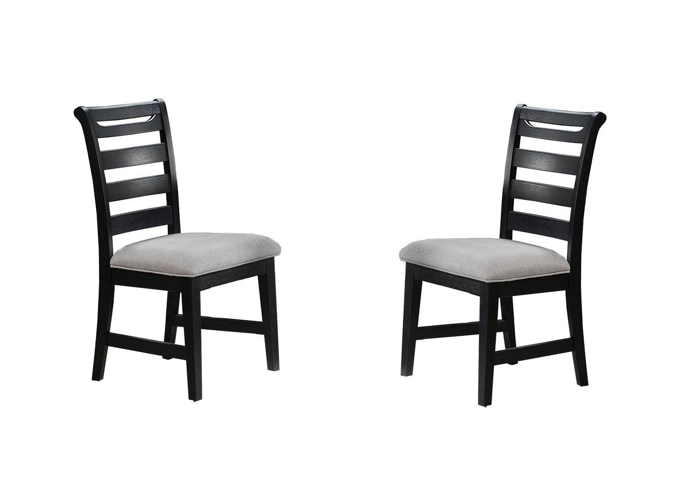 Modern 2Pc Dining Chairs Black Ladder Back Frame Upholstered Cushion Seat Rubberwood Kitchen Dining Room Black Dining Room Foam Classic,Contemporary,Modern Dining Chairs Rubberwood Ladder Back Set Of 2 Fabric,Rubber Wood