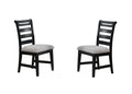 Modern 2Pc Dining Chairs Black Ladder Back Frame Upholstered Cushion Seat Rubberwood Kitchen Dining Room Black Dining Room Foam Classic,Contemporary,Modern Dining Chairs Rubberwood Ladder Back Set Of 2 Fabric,Rubber Wood