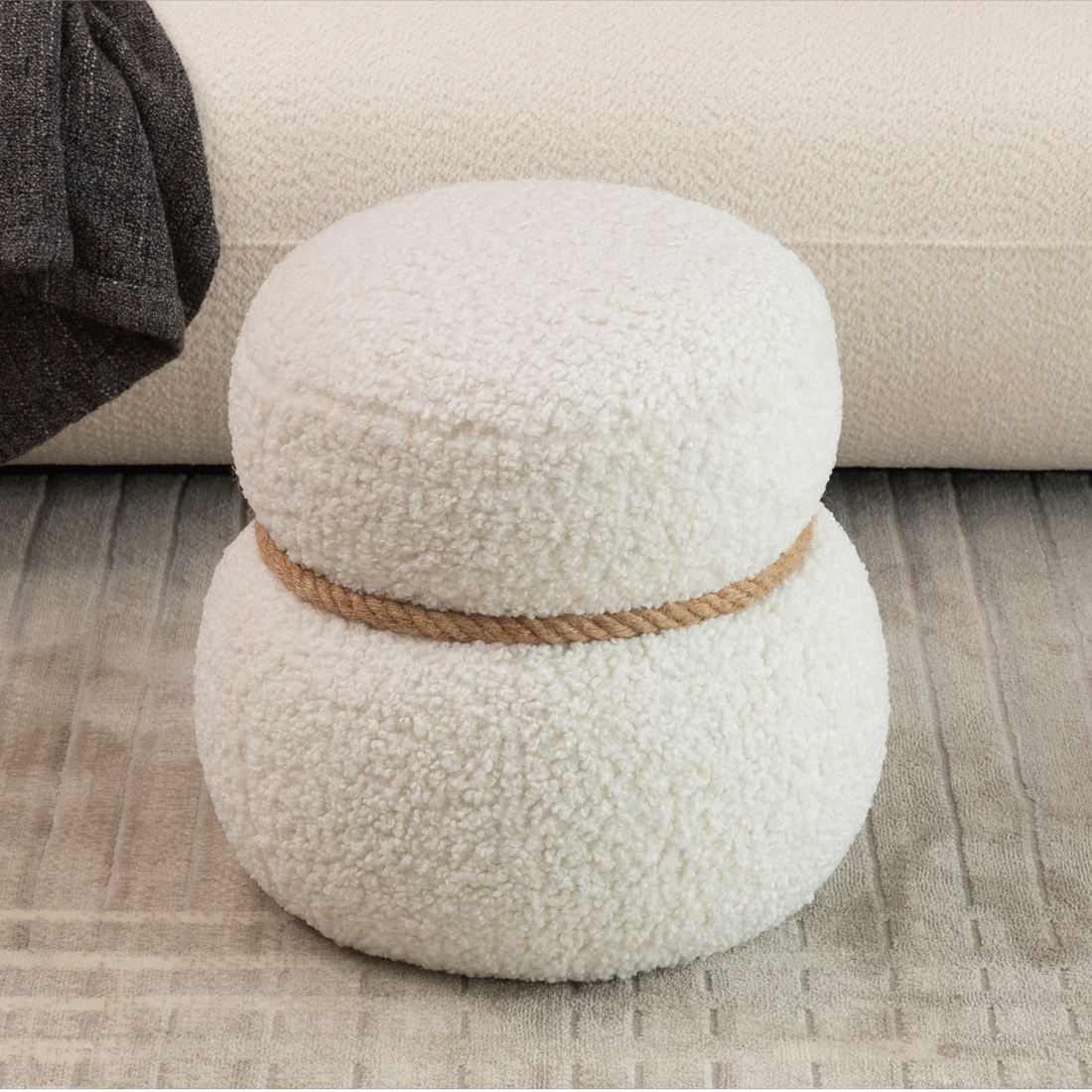 Wkj1Y White Snowman Stool, Greig Plush Cushion, Playful And Cute, Suitable For Any Spacehite White Broadcloth Pleat