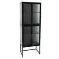 Stylish 4 Door Tempered Glass Cabinet With 4 Glass Doors Adjustable Shelves U Shaped Leg Anti Tip Dust Free Fluted Glass Kitchen Credenza Black Black Tempered Glass Sheet Metal Plastic