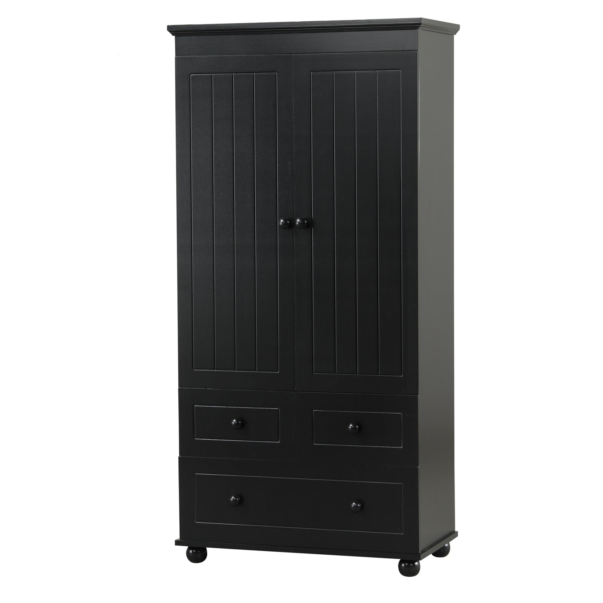 Tall Storage Cabinet With Three Drawers For Bathroom Office, Black Black Mdf