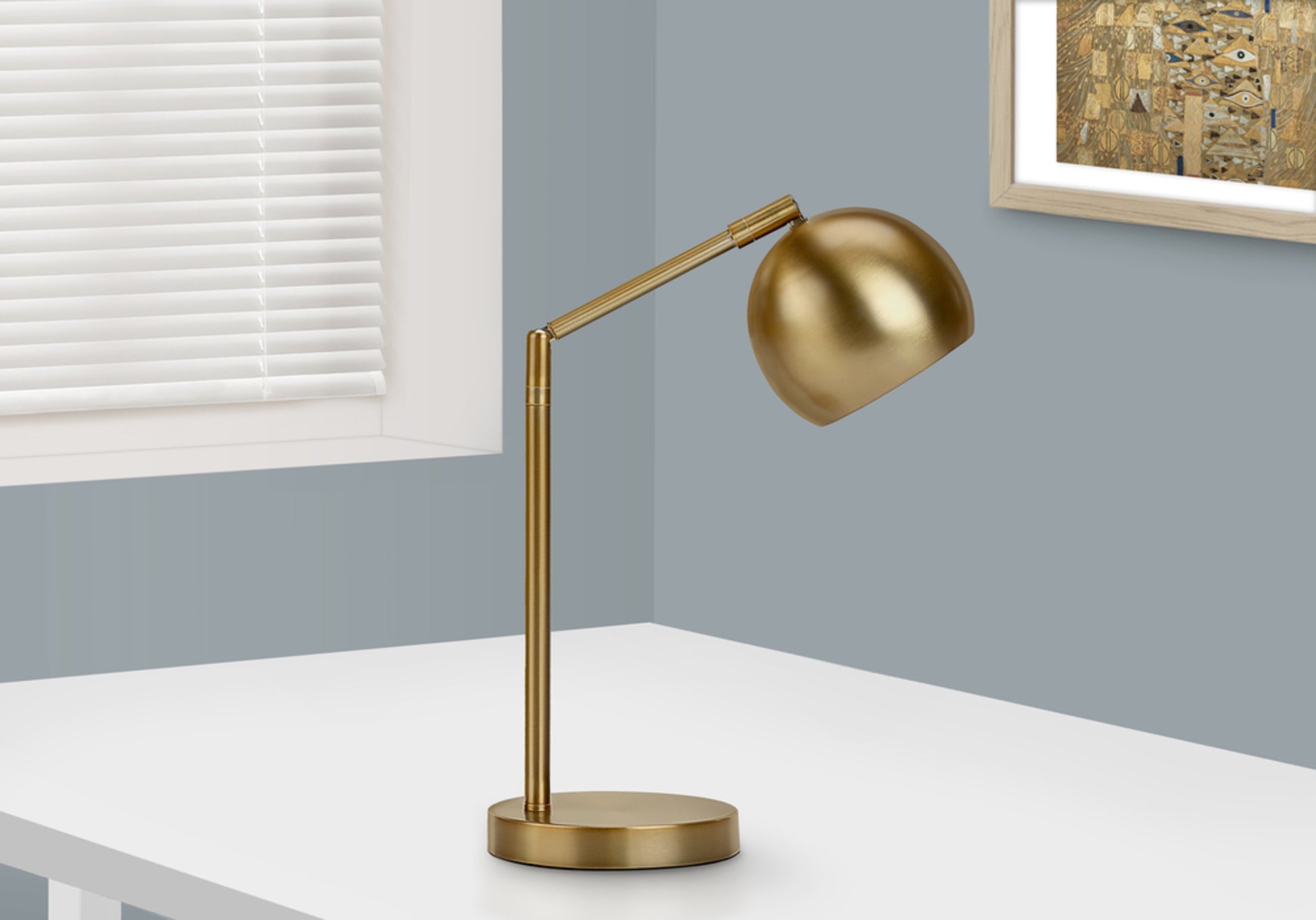 Lighting, 19"H, Table Lamp, Gold Metal, Gold Shade, Contemporary Gold Metal