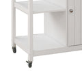 40 Inch Rolling Kitchen Cart, Open Shelves, Stainless Steel Surface, White White Gray Mdf