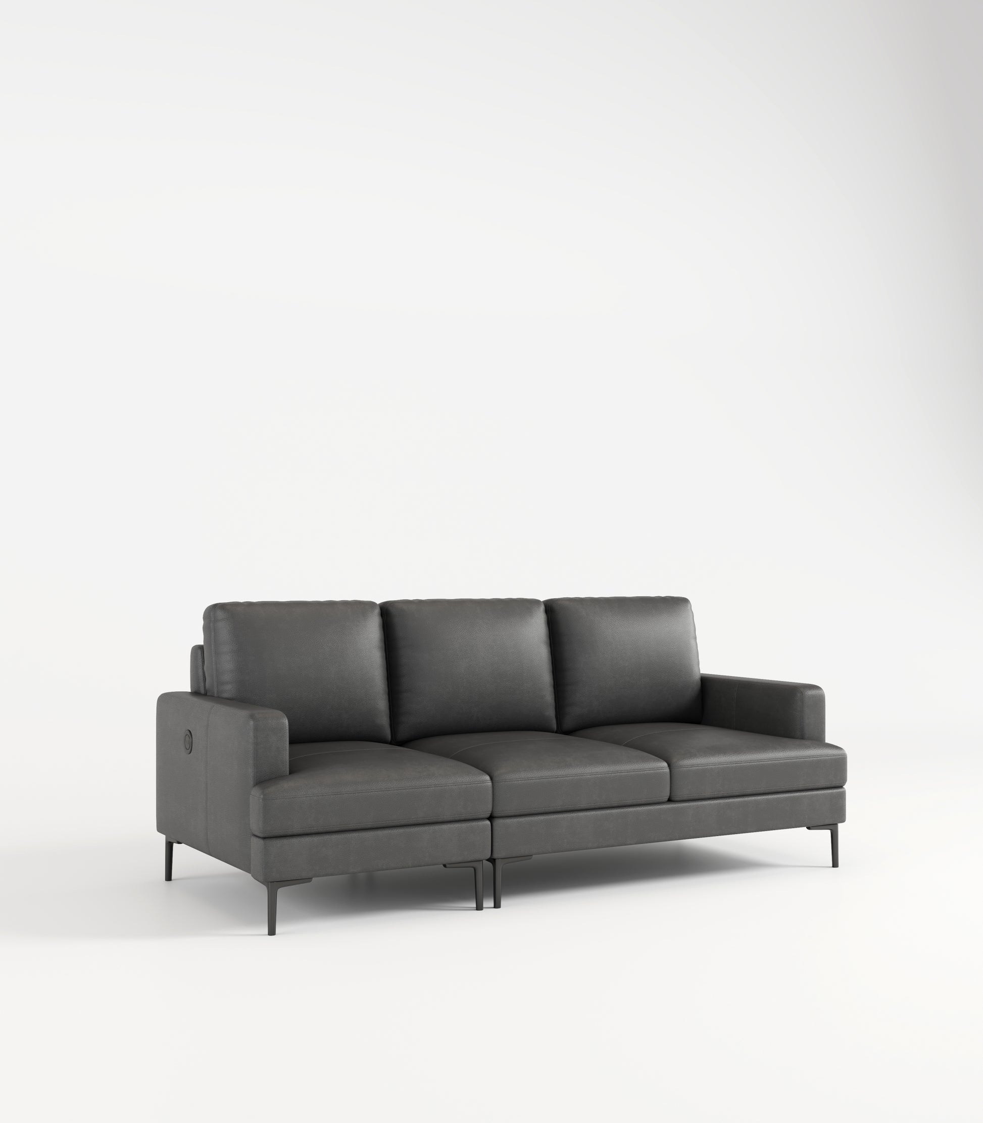 77"Antique Gray Luxury Genuine Leather Match Contemporary Sofa With Usb Charger,3 Seats Comfy Coach For Living Room Home Office Antique Gray Wood Primary Living Space American Design Foam Genuine Leather 3 Seat