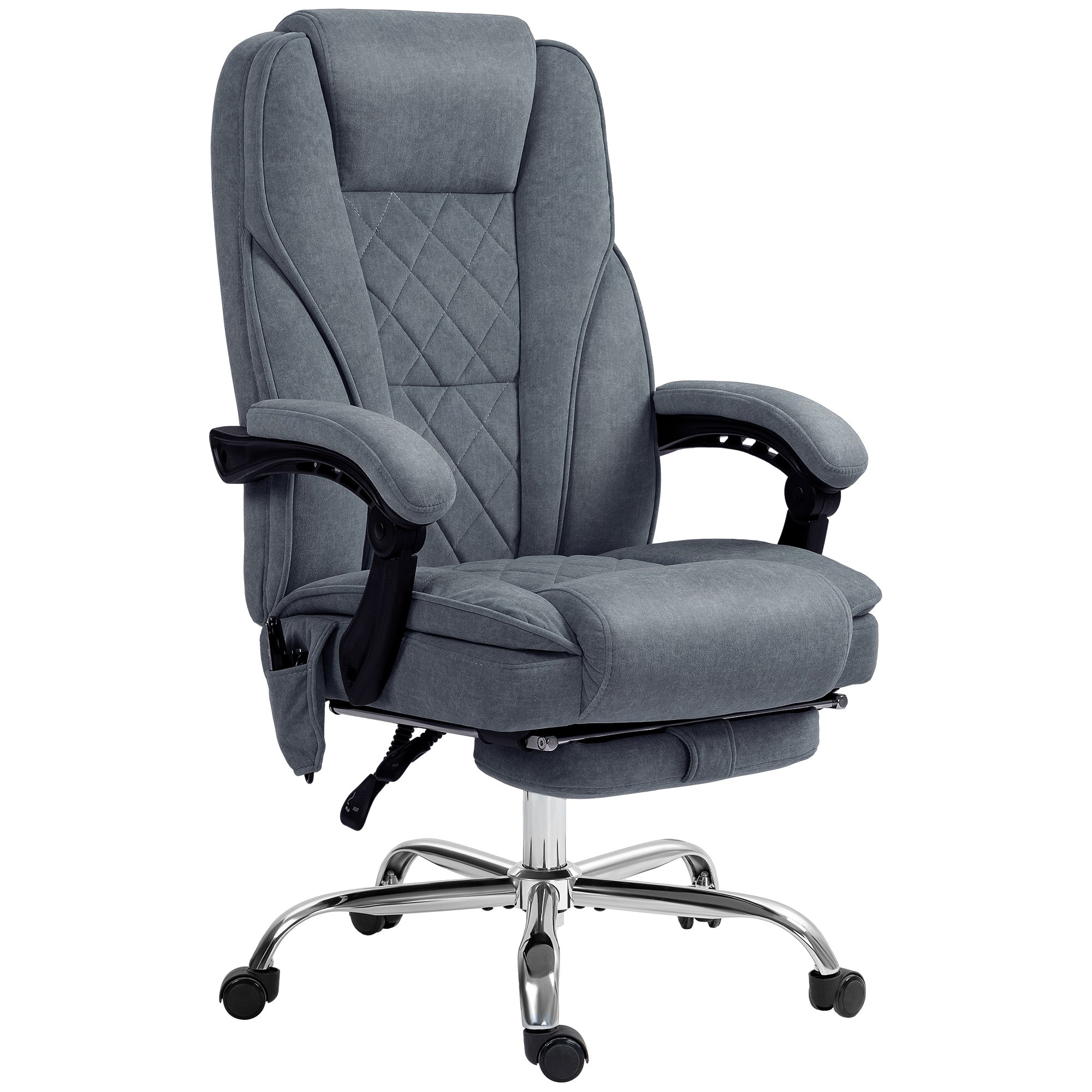 Vinsetto Massage Office Chair With Foot Rest, Executive Office Chair With 6 Vibration Point And Heat, Reclining Computer Chair, Swivel Desk Chair, Adjustable Height, Charcoal Gray Gray Polyester