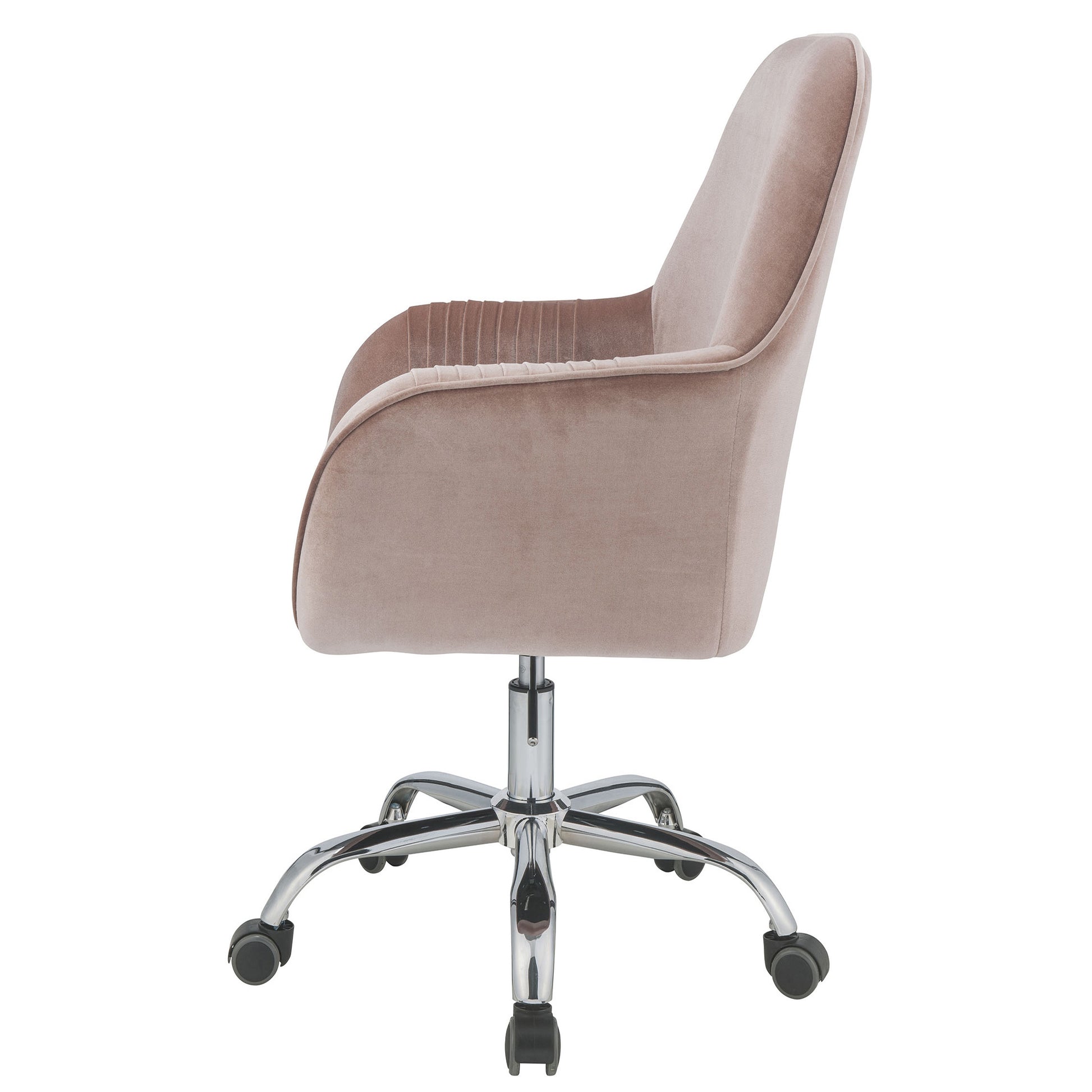 Peach And Chrome Swivel Office Chair Solid Pink Silver Foam Rectangular Office Chairs Solid Back Swivel Velvet