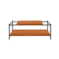 Honey Oak And Black 2 Shelf Coffee Table Honey Primary Living Space Oak Rectangular Wood Metal