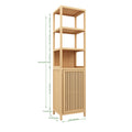 Storage Tall Slim Cabinet With Shutter Door And 3 Tier Shelves, Freestanding Linen Tower Cabinet For Living Room, Kitchen, Bathroom Organizer, Natural Bamboo Natural,Natural Multi,Natural Wood Dining Room Bamboo