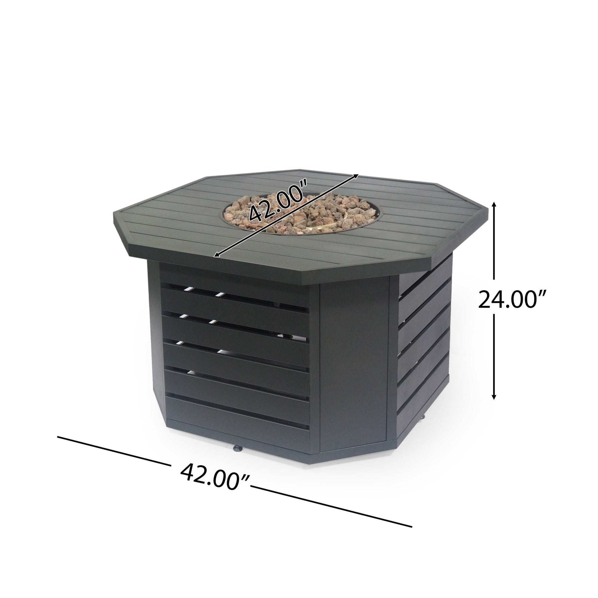 Octagon Iron Fire Pit 50000Btu Black Iron