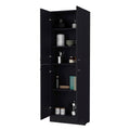 Cameron Pantry Cabinet With 4 Doors And 5 Hidden Shelves Black Kitchen Particle Board Engineered Wood