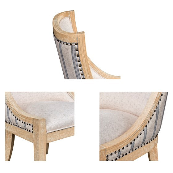 Upholstered Dining Chair With Trim Beige Natural Upholstered